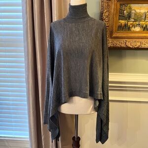 NWOT AllSaints Heather Gray Merino Wool Turtleneck Poncho Cape Size XS/S